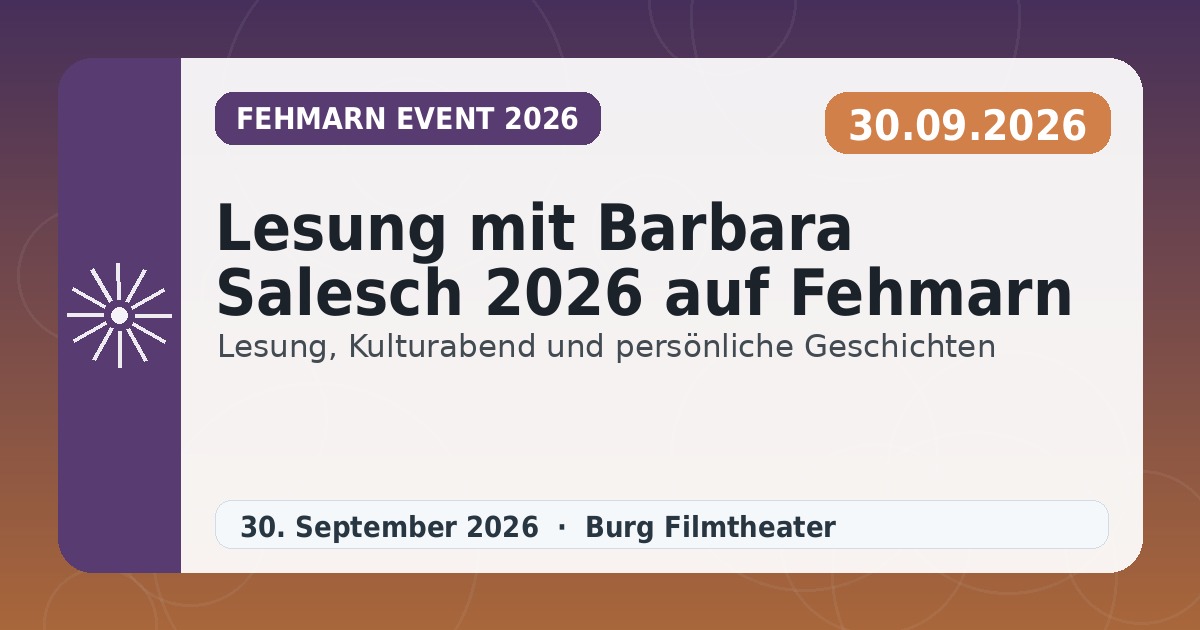 Lesung mit Barbara Salesch 2026 auf Fehmarn