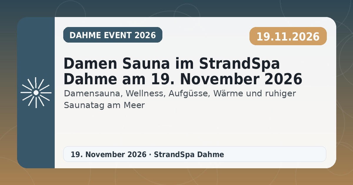 Damen Sauna im StrandSpa Dahme am 19. November 2026