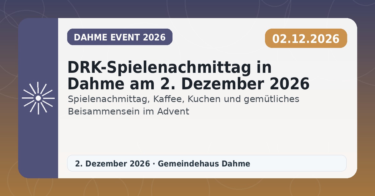 DRK-Spielenachmittag in Dahme am 2. Dezember 2026