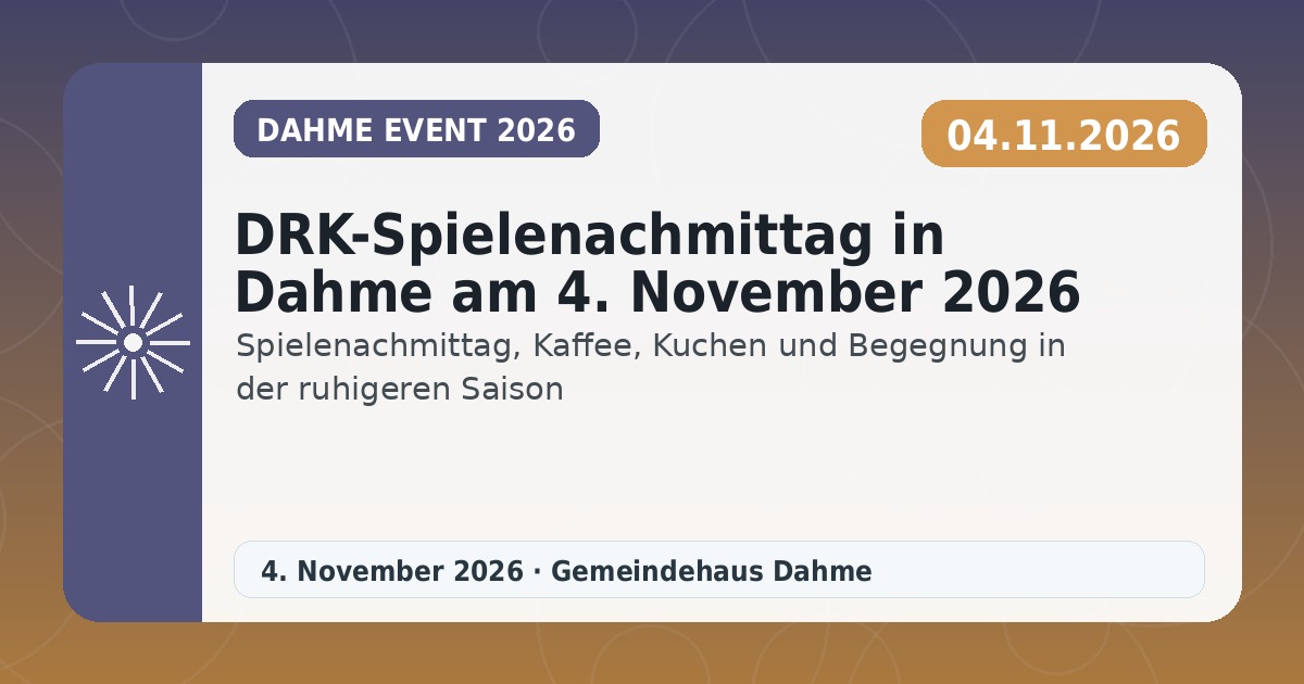 DRK-Spielenachmittag in Dahme am 4. November 2026