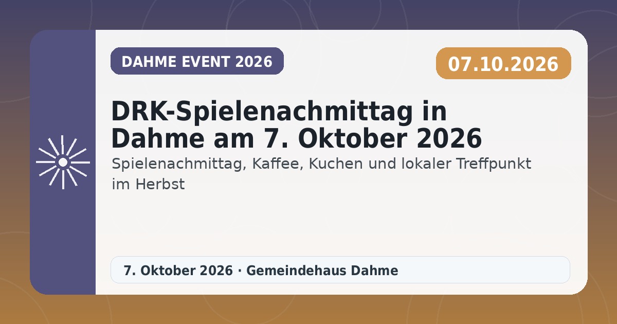 DRK-Spielenachmittag in Dahme am 7. Oktober 2026