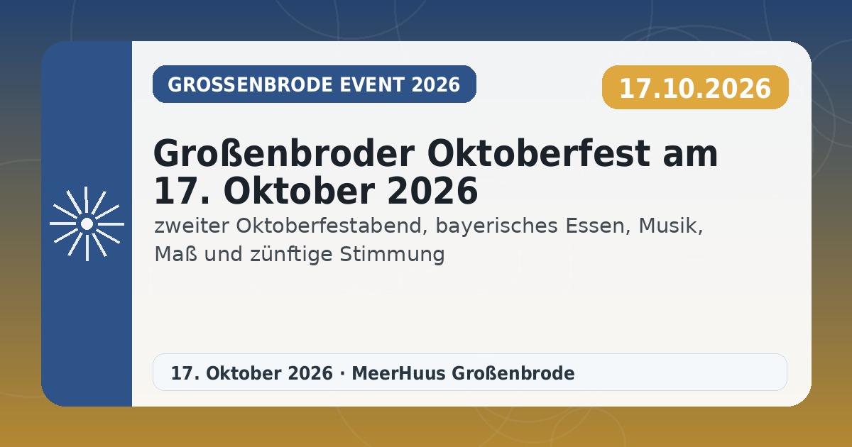 Großenbroder Oktoberfest am 17. Oktober 2026