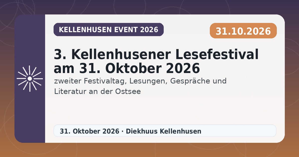 3. Kellenhusener Lesefestival am 31. Oktober 2026