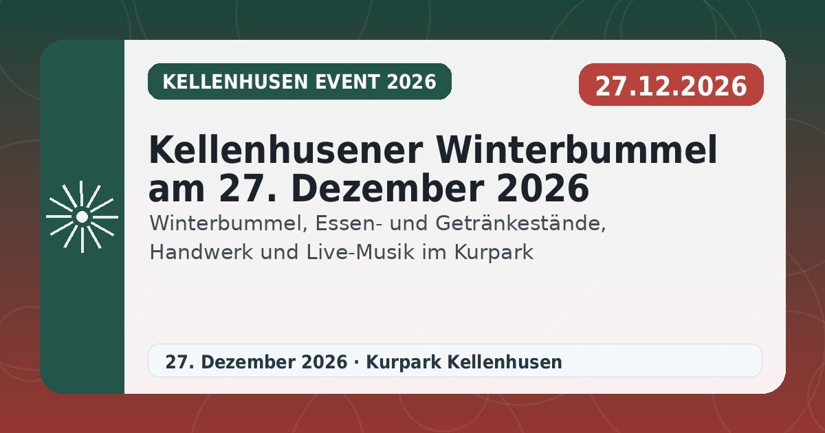 Kellenhusener Winterbummel am 27. Dezember 2026