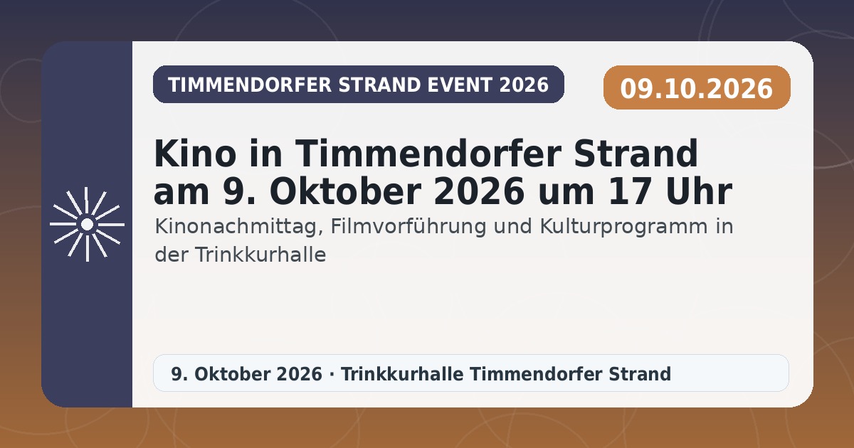 Kino in Timmendorfer Strand am 9. Oktober 2026 um 17 Uhr