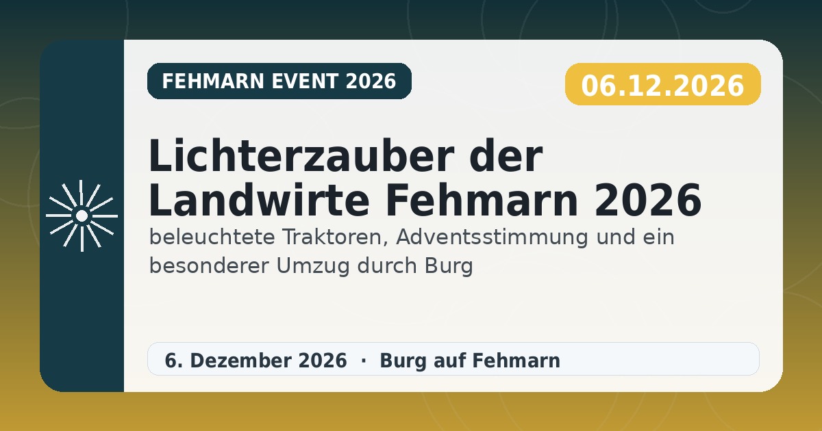 Lichterzauber der Landwirte Fehmarn 2026