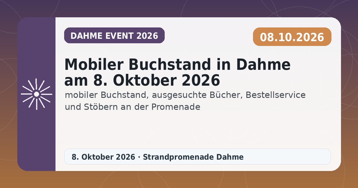 Mobiler Buchstand in Dahme am 8. Oktober 2026