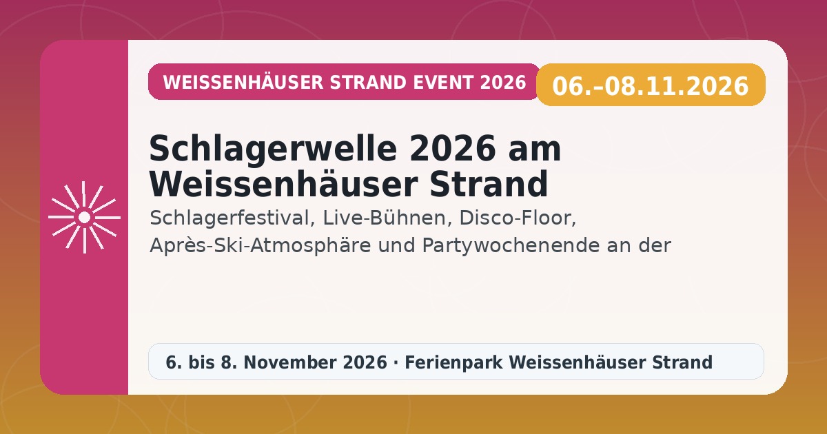 Schlagerwelle 2026 am Weissenhäuser Strand