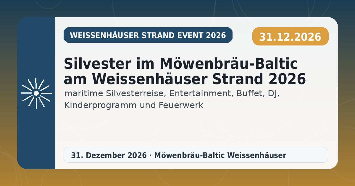 Silvester im Möwenbräu-Baltic am Weissenhäuser Strand 2026