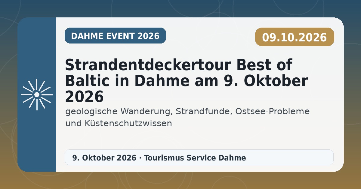 Strandentdeckertour Best of Baltic in Dahme am 9. Oktober 2026