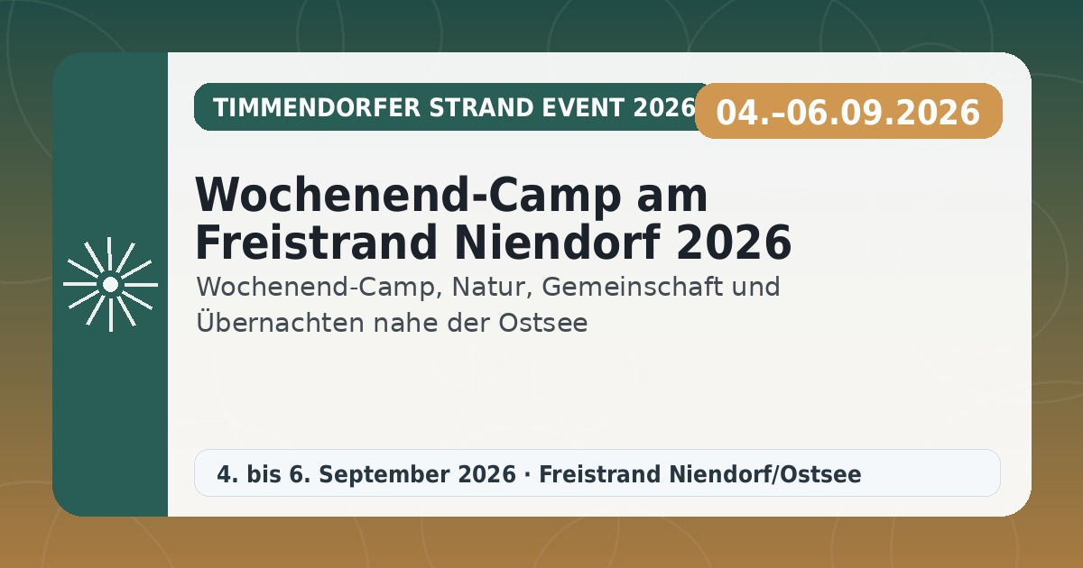 Wochenend-Camp am Freistrand Niendorf 2026