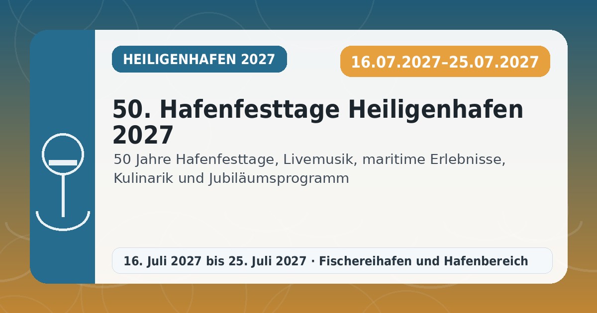 50. Hafenfesttage Heiligenhafen 2027