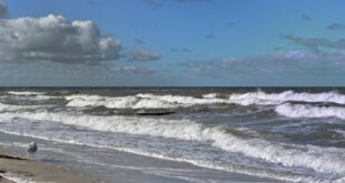 Dahme im Winter mit Wind und bewegter Ostsee